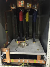 a rat is sitting on top of a metal box